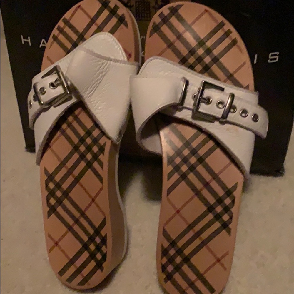 White Burberry clogs